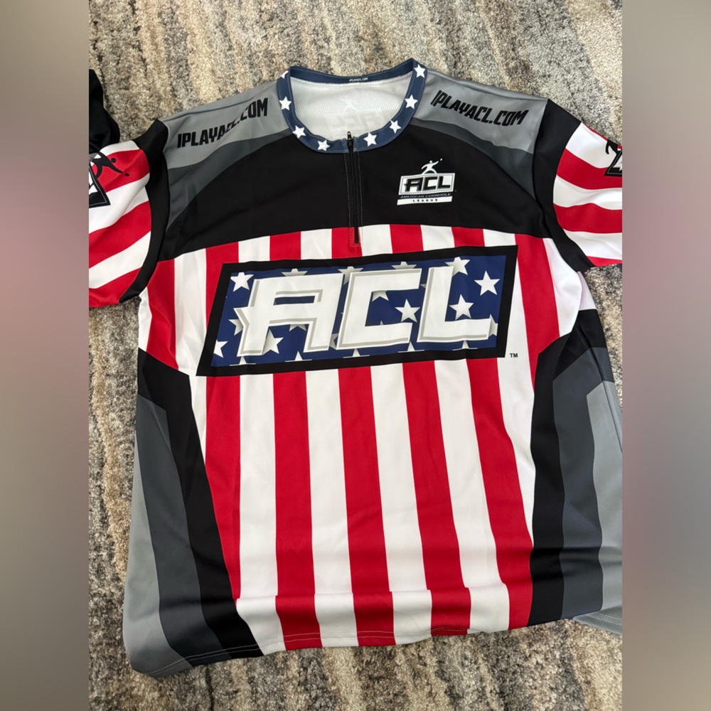 Cornhole Coastal Men's Red, White & Black Performance Jersey - Picture 4 of 7